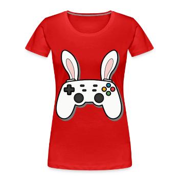 Osterhase Gamer Ikonisches Ostern Gaming - Frauen Premium Bio T-Shirt - Rot - Vorne - Mia (176cm)