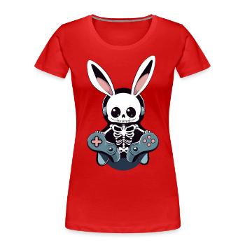 Osterhase Gamer Gaming Streetwear Ikonisches - Frauen Premium Bio T-Shirt - Rot - Vorne - Mia (176cm)