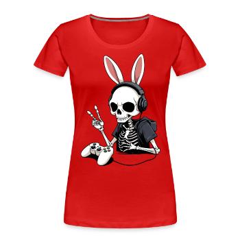 Osterhase Gamer Ikonisches Ostern Gaming - Frauen Premium Bio T-Shirt - Rot - Vorne - Mia (176cm)