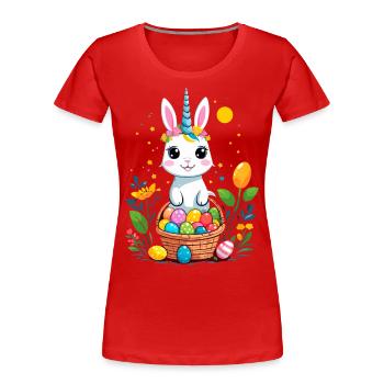 Lustiges Einhorn Osterhase Süßes Ostereinhorn - Frauen Premium Bio T-Shirt - Rot - Vorne - Mia (176cm)