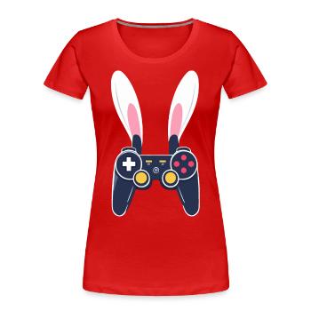 Osterhase Gamer & Gaming Streetwear Ikonisches - Frauen Premium Bio T-Shirt - Rot - Vorne - Mia (176cm)