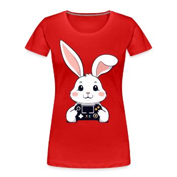 Osterhase Gamer & Ikonisches Ostern Gaming - Frauen Premium Bio T-Shirt - Rot - Vorne - Mia (176cm)