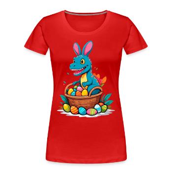 Dinosaure de Pâques emblématique Dinosaure lapin de Pâques - T-shirt bio Premium Femme - rouge - Devant - Mia (176cm)