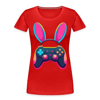 Osterhase Gamer & Gaming Streetwear Ikonisches - Frauen Premium Bio T-Shirt - Rot - Vorne - Mia (176cm)