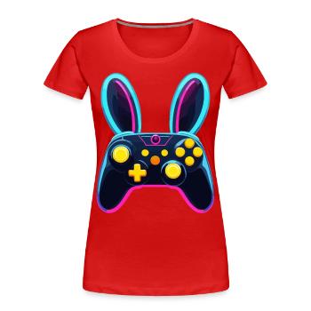 Osterhase Gamer & Gaming Streetwear Ikonisches - Frauen Premium Bio T-Shirt - Rot - Vorne - Mia (176cm)