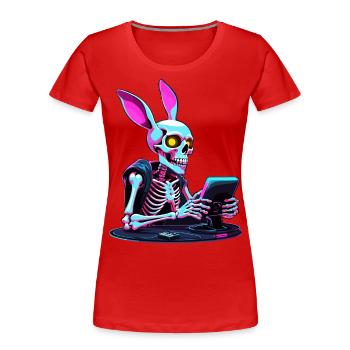 Osterhase Gamer und Gaming Streetwear Design - Frauen Premium Bio T-Shirt - Rot - Vorne - Mia (176cm)