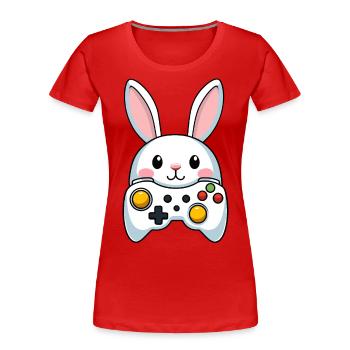 Osterhase Gamer Ikonisches Ostern Gaming - Frauen Premium Bio T-Shirt - Rot - Vorne - Mia (176cm)