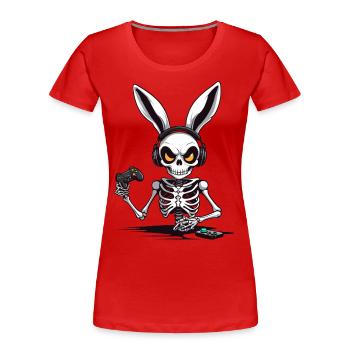 Osterhase Gamer & Gaming Streetwear Ikonisches - Frauen Premium Bio T-Shirt - Rot - Vorne - Mia (176cm)
