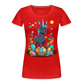 Lustiges Einhorn Osterhase Süßes Ostereinhorn - Frauen Premium Bio T-Shirt - Rot - Vorne - Mia (176cm)