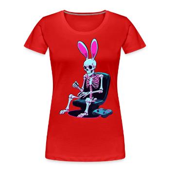 Osterhase Gamer Ikonisches Ostern Gaming - Frauen Premium Bio T-Shirt - Rot - Vorne - Mia (176cm)