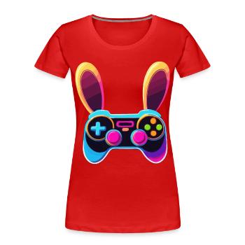 Osterhase Gamer Ikonisches Ostern Gaming - Frauen Premium Bio T-Shirt - Rot - Vorne - Mia (176cm)