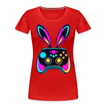 Osterhase Gamer - Gaming Streetwear Ikonisches - Frauen Premium Bio T-Shirt - Rot - Vorne - Mia (176cm)