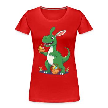 Dinosaure de Pâques emblématique Dinosaure lapin de Pâques - T-shirt bio Premium Femme - rouge - Devant - Mia (176cm)