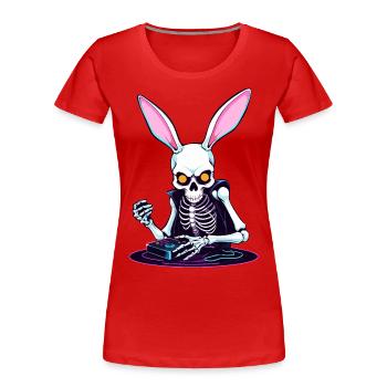 Osterhase Gamer und Gaming Streetwear Design - Frauen Premium Bio T-Shirt - Rot - Vorne - Mia (176cm)