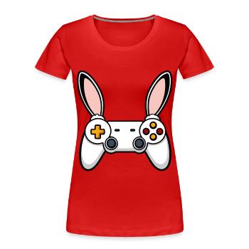 Osterhase Gamer & Gaming Streetwear Ikonisches - Frauen Premium Bio T-Shirt - Rot - Vorne - Mia (176cm)