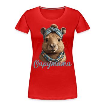 Capymama Lustige Capybara Muttertag Design - Frauen Premium Bio T-Shirt - Rot - Vorne - Mia (176cm)