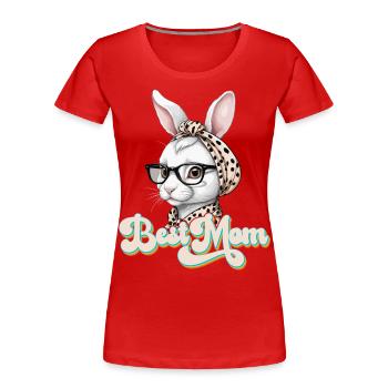 Maman Lapin Mignon Lapin de Pâques Lapin Amoureux Maman - T-shirt bio Premium Femme - rouge - Devant - Mia (176cm)