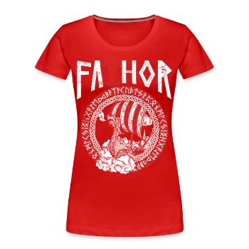 Conception du navire viking nordique Papa Vathor - T-shirt bio Premium Femme - rouge - Devant - Mia (176cm)