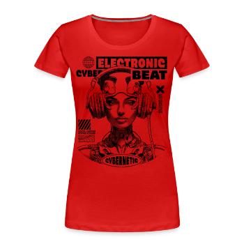 Futuristisches DJ-Shirt – Ideal für Partys! - Frauen Premium Bio T-Shirt - Rot - Vorne - Mia (176cm)