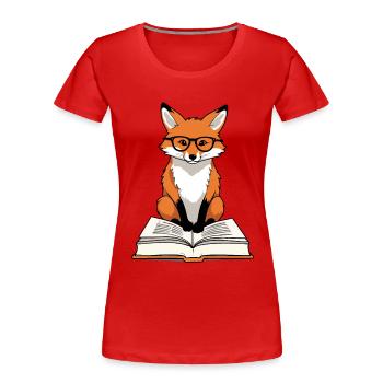 Niedlicher Buch Liebhaber Fuchs Mit Brille - Frauen Premium Bio T-Shirt - Rot - Vorne - Mia (176cm)