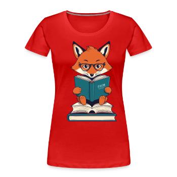 Niedlicher Buch Liebhaber Lustiger Bücherwurm - Frauen Premium Bio T-Shirt - Rot - Vorne - Mia (176cm)