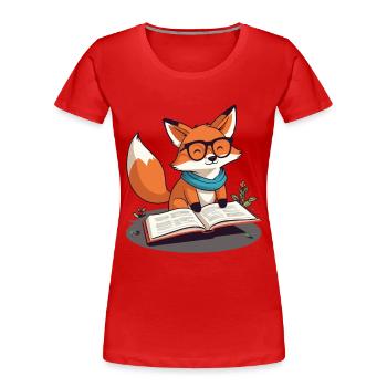 Niedlicher Buch Liebhaber Fuchs Mit Brille - Frauen Premium Bio T-Shirt - Rot - Vorne - Mia (176cm)