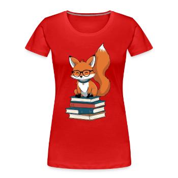 Niedlicher Buch Liebhaber Lustiger Bücher Fuchs - Frauen Premium Bio T-Shirt - Rot - Vorne - Mia (176cm)