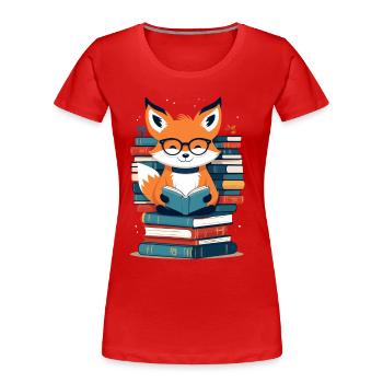 Niedlicher Buch Liebhaber Lustiges Bücher Design - Frauen Premium Bio T-Shirt - Rot - Vorne - Mia (176cm)