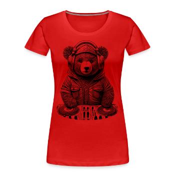 Teddybär an den Decks – Perfektes Shirt für Partys - Frauen Premium Bio T-Shirt - Rot - Vorne - Mia (176cm)