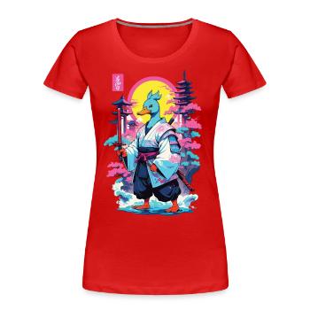 Samouraï Duck Esthétique Vaporwave Style Japon Art - T-shirt bio Premium Femme - rouge - Devant - Mia (176cm)