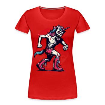 Zombie Einhorn Untotes Mystisches Wesen - Frauen Premium Bio T-Shirt - Rot - Vorne - Mia (176cm)