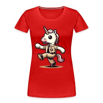 Lustiger Sheriff Einhorn Halloween Party - Frauen Premium Bio T-Shirt - Rot - Vorne - Mia (176cm)
