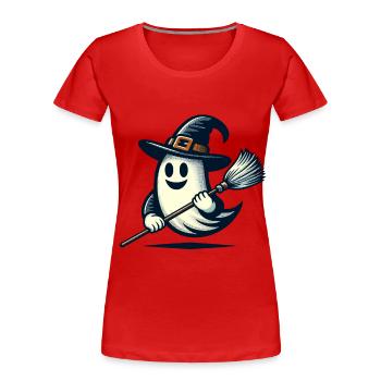 Lustiger Hexengeist Hexenbesen Halloween Spaß - Frauen Premium Bio T-Shirt - Rot - Vorne - Mia (176cm)