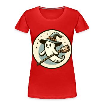 Drôle sorcière sorcière balai Style artistique vintage - T-shirt bio Premium Femme - rouge - Devant - Mia (176cm)