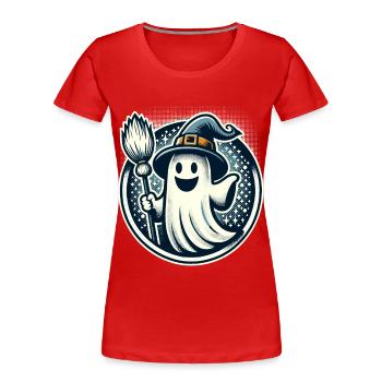 Drôle sorcière sorcière balai Style artistique vintage - T-shirt bio Premium Femme - rouge - Devant - Mia (176cm)