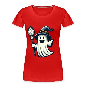 Drôle sorcière sorcière balai Style artistique vintage - T-shirt bio Premium Femme - rouge - Devant - Mia (176cm)