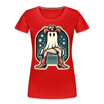 Lustige Kuhmädchen Geist Cowboystiefel Hut - Frauen Premium Bio T-Shirt - Rot - Vorne - Mia (176cm)