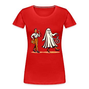 Funny Doctor Nurse Halloween Ghost - Women's Premium Organic T-Shirt - red - Front - Mia (176cm)