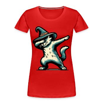 Dabbing Witches Cat Dabbing Pet Creepy - Women's Premium Organic T-Shirt - red - Front - Mia (176cm)