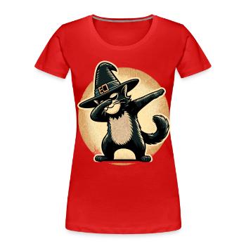 Dabbing Witches Cat Dabbing Pet Halloween - Women's Premium Organic T-Shirt - red - Front - Mia (176cm)
