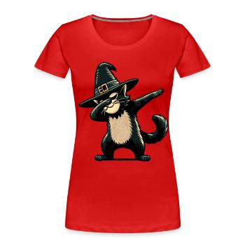 Dabbing Witches Cat Funny Cat Lover - Women's Premium Organic T-Shirt - red - Front - Mia (176cm)