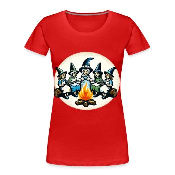 Camping Lagerfeuer Vintage Hexen Design - Frauen Premium Bio T-Shirt - Rot - Vorne - Mia (176cm)