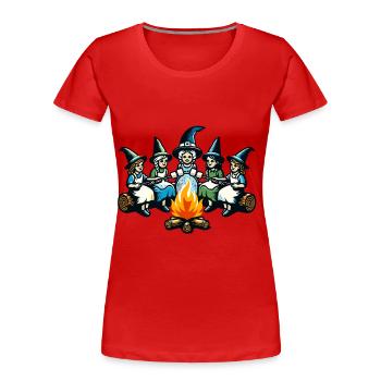 Camping Lagerfeuer Vintage Hexen Design - Frauen Premium Bio T-Shirt - Rot - Vorne - Mia (176cm)