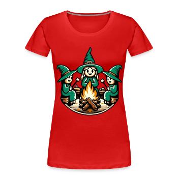 Camping Lagerfeuer Vintage Hexen Design - Frauen Premium Bio T-Shirt - Rot - Vorne - Mia (176cm)