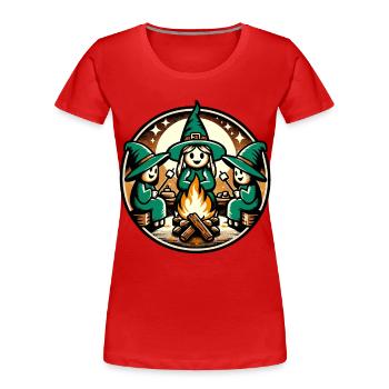 Camping Lagerfeuer Vintage Hexen Design - Frauen Premium Bio T-Shirt - Rot - Vorne - Mia (176cm)