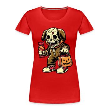 Mort-vivant zombie chien Trick or Treat Halloween - T-shirt bio Premium Femme - rouge - Devant - Mia (176cm)