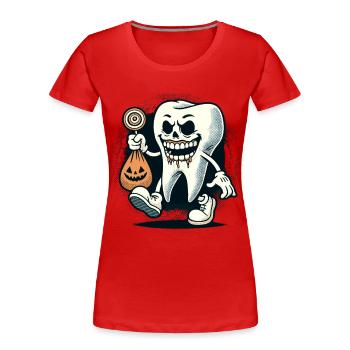 Untoter Zombie Zahn Halloween Kostüm Deko - Frauen Premium Bio T-Shirt - Rot - Vorne - Mia (176cm)