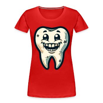 Halloween Zahnhygiene Lustiger Zombie Zahn - Frauen Premium Bio T-Shirt - Rot - Vorne - Mia (176cm)