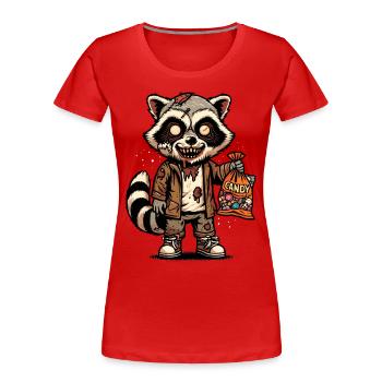 Undead Raccoon Funny Raccoon Zombie - Women's Premium Organic T-Shirt - red - Front - Mia (176cm)