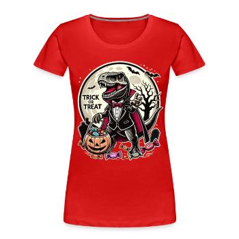Drôle de vampire T-Rex aime les bonbons - T-shirt bio Premium Femme - rouge - Devant - Mia (176cm)